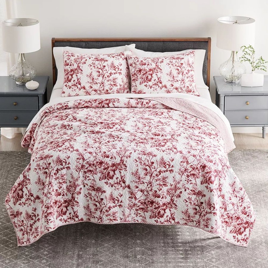 Bedding * | Sonoma Goods For Life Red Botanical Quilt Set