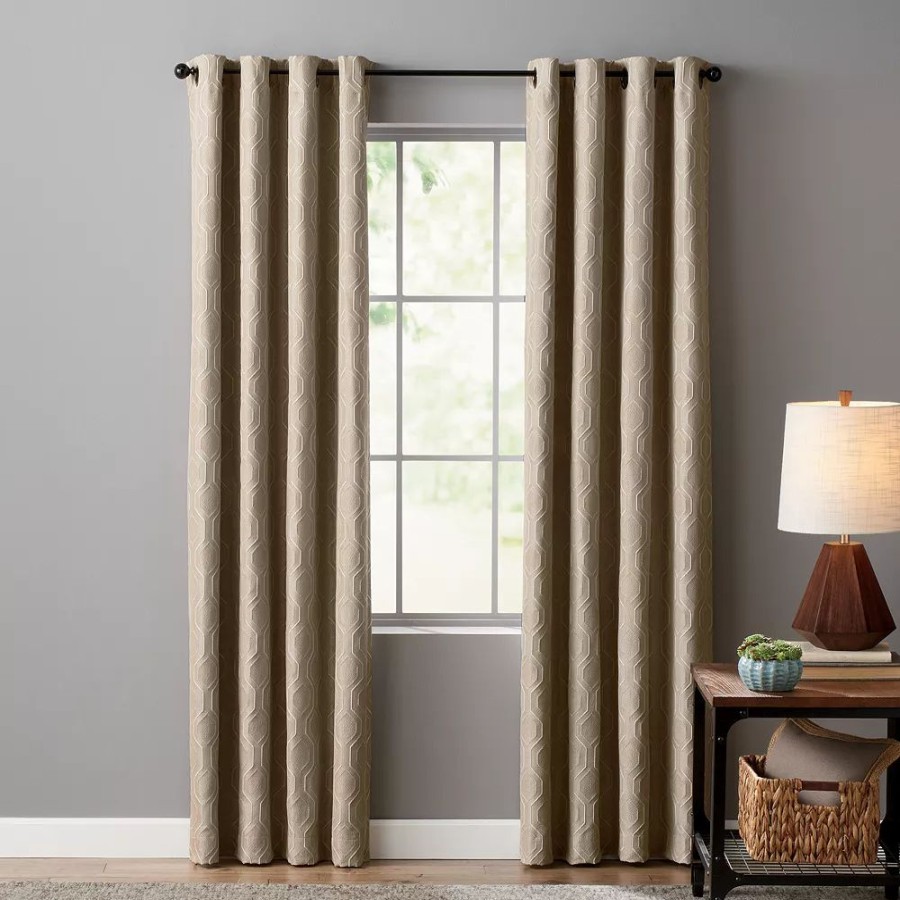 Window Treatments * | Sonoma Goods For Life Ultimate Performance Woven Geo 2-Pack 100% Blackout Curtain