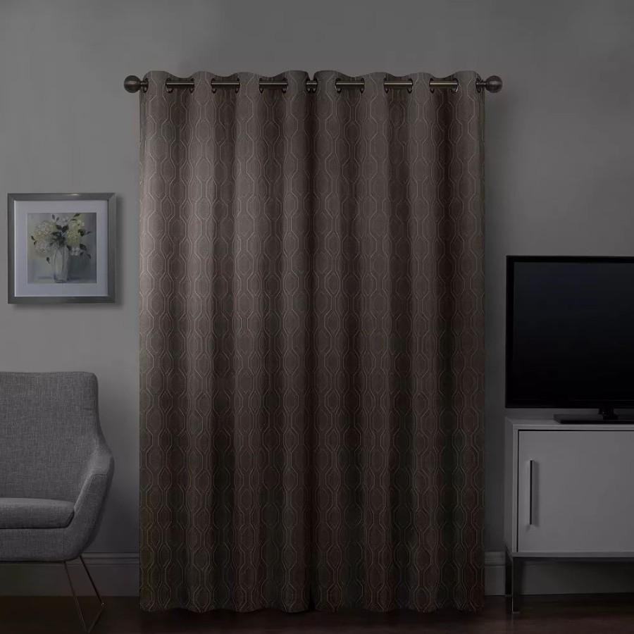 Window Treatments * | Sonoma Goods For Life Ultimate Performance Woven Geo 2-Pack 100% Blackout Curtain