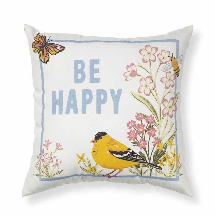 Chair Pads * | Sonoma Goods For Life 17 X 17 "Be Happy" Outdoor Throw Pillow