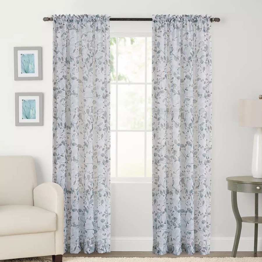 Window Treatments * | Sonoma Goods For Life 2-Pack Sheer Crushed Voile Gardener Floral Print Window Curtain