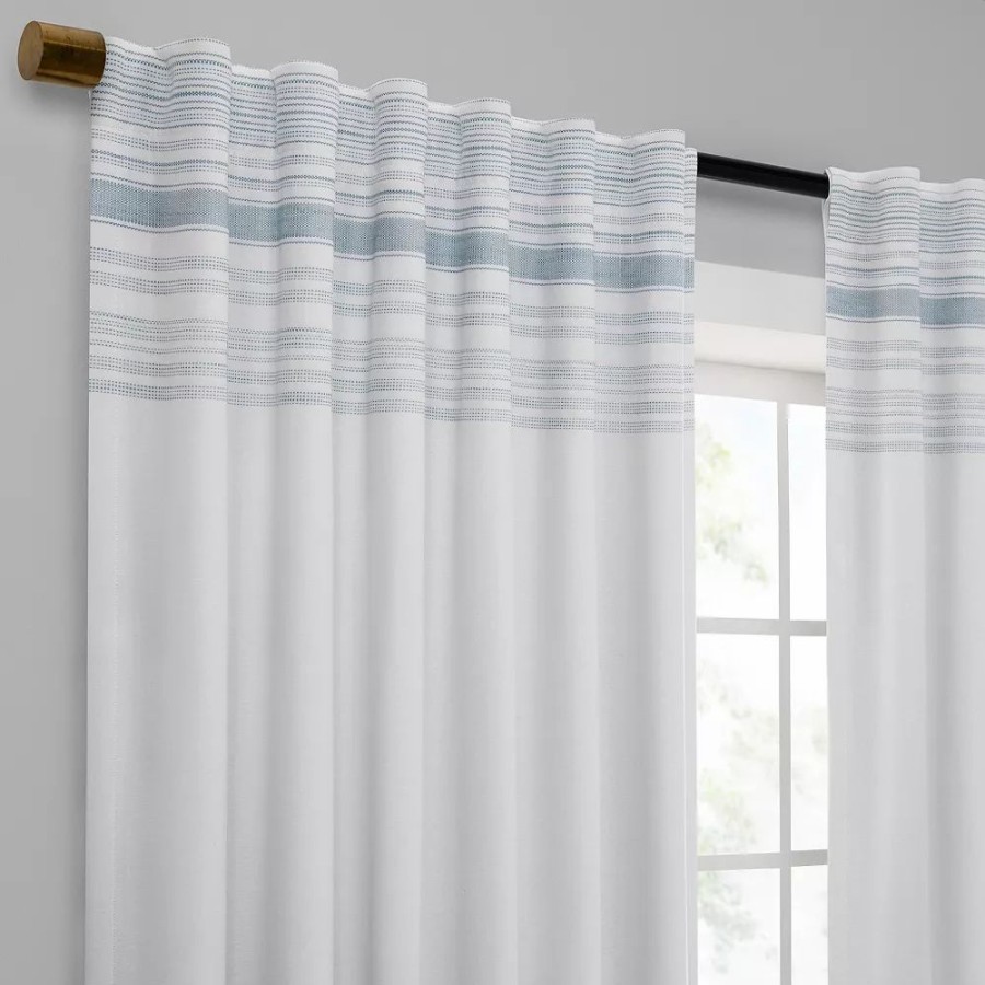 Window Treatments * | Sonoma Goods For Life Ultimate Performance 2-Pack Blue Border 100% Blackout Curtain