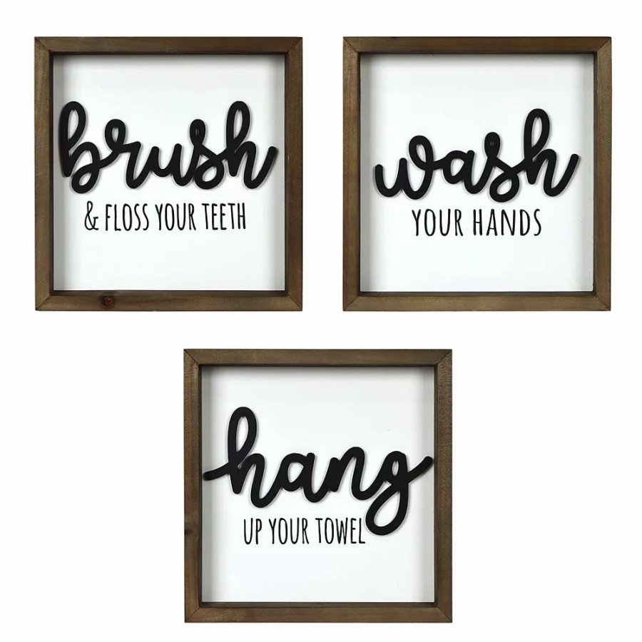 Wall Decor * | Sonoma Goods For Life Brush Wash Hang Bathroom Wall Decor 3-Piece Set