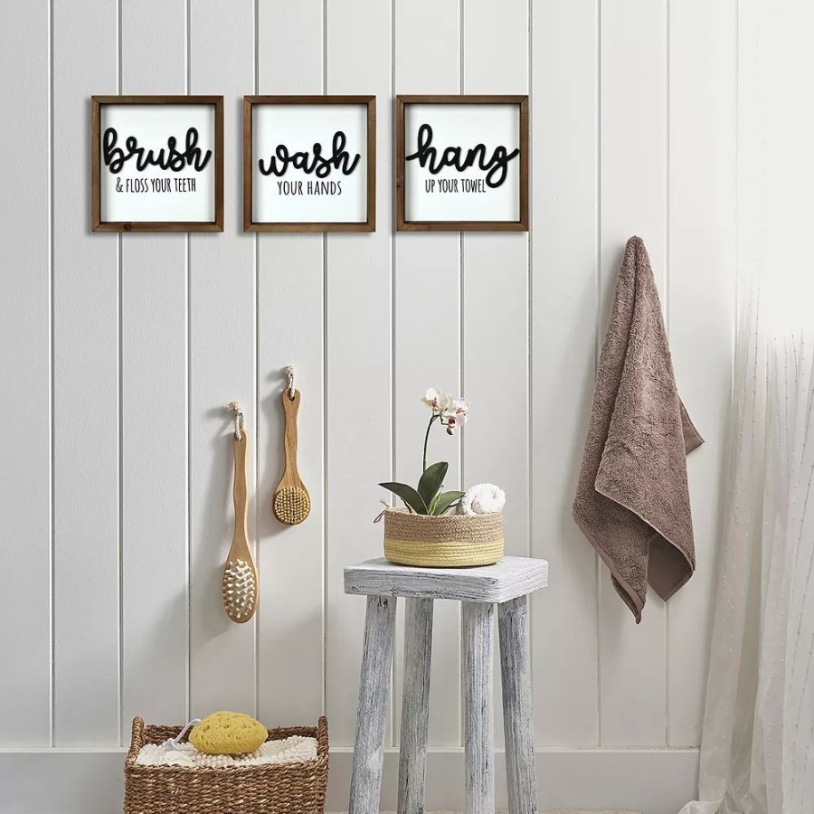 Wall Decor * | Sonoma Goods For Life Brush Wash Hang Bathroom Wall Decor 3-Piece Set