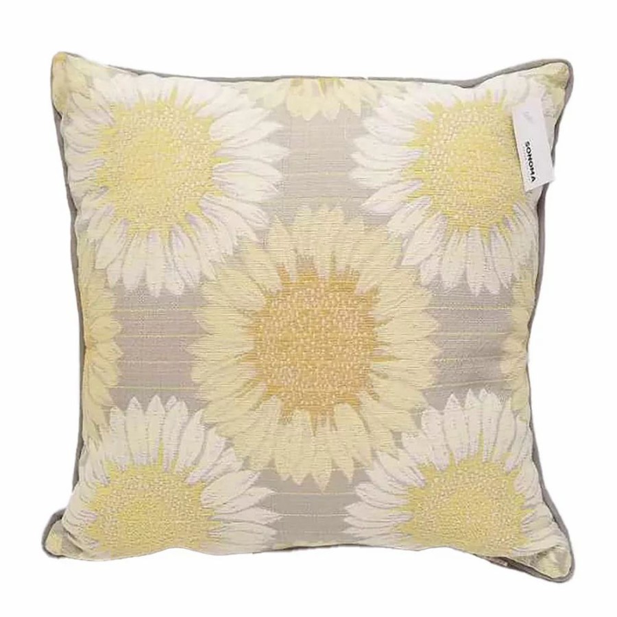 Chair Pads * | Sonoma Goods For Life Gray Sunflower Pillow