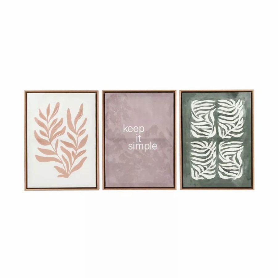 Wall Decor * | Sonoma Goods For Life Keep It Simple Leaves Framed Wall Art 3-Piece Set