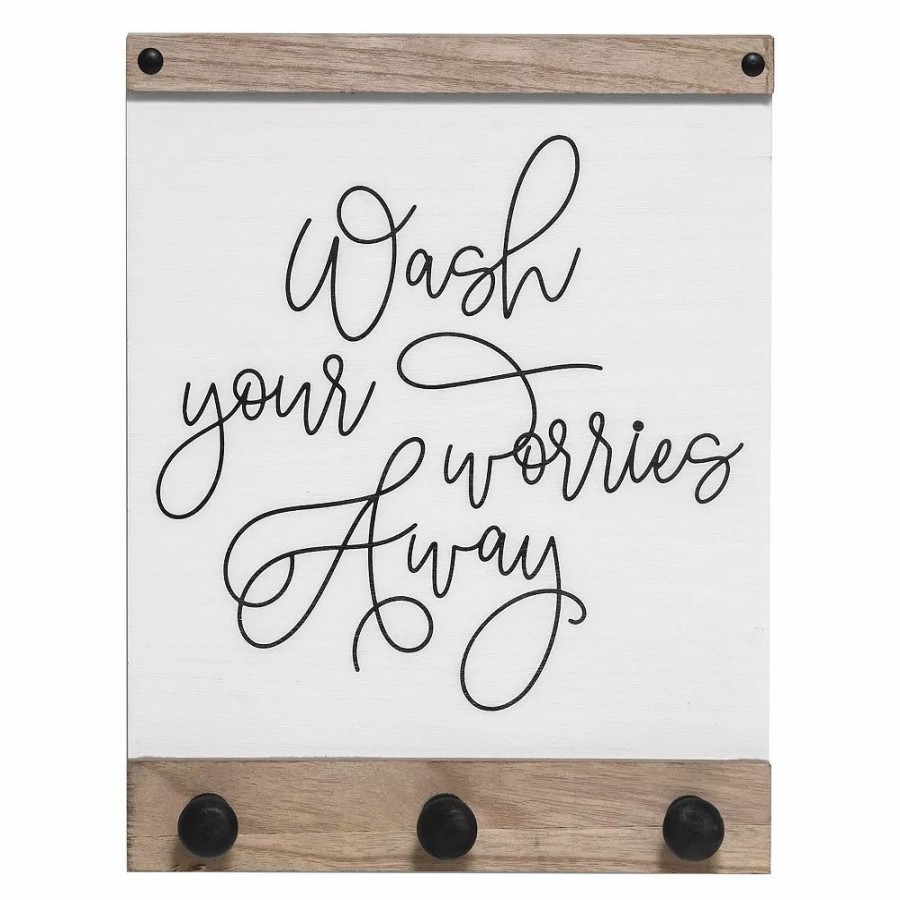 Wall Decor * | Sonoma Goods For Life Wash Your Worries Away 3-Hook Laundry Wall Decor