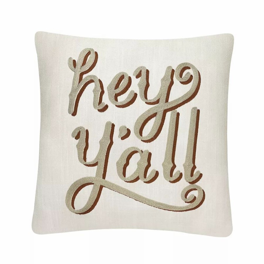 Chair Pads * | Sonoma Goods For Life Ivory "Hey Y'All" Pillow