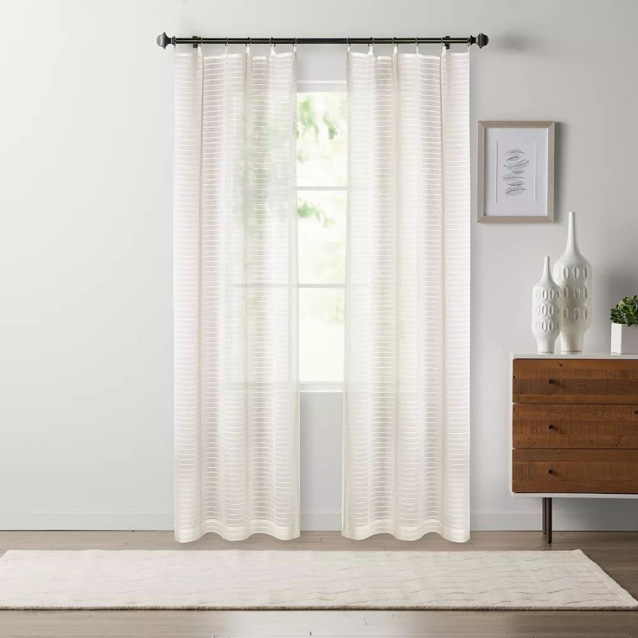 Window Treatments * | Sonoma Goods For Life Ring Top Chenille Stripe Set Of 2 Window Curtain Panels