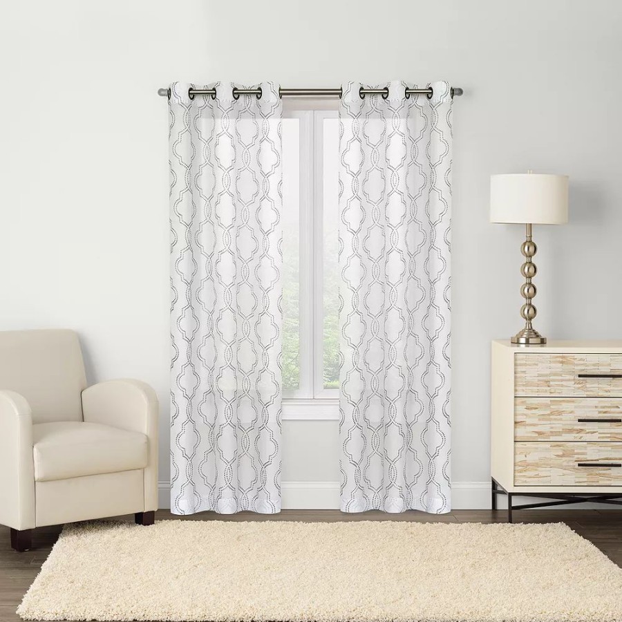 Window Treatments * | Sonoma Goods For Life Sumner 2-Pack Trellis Embroidery Window Curtains