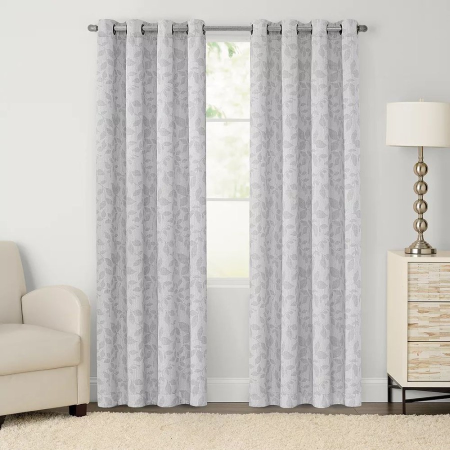 Window Treatments * | Sonoma Goods For Life 2-Pack Jacquard Woven Leaf Blackout Curtain