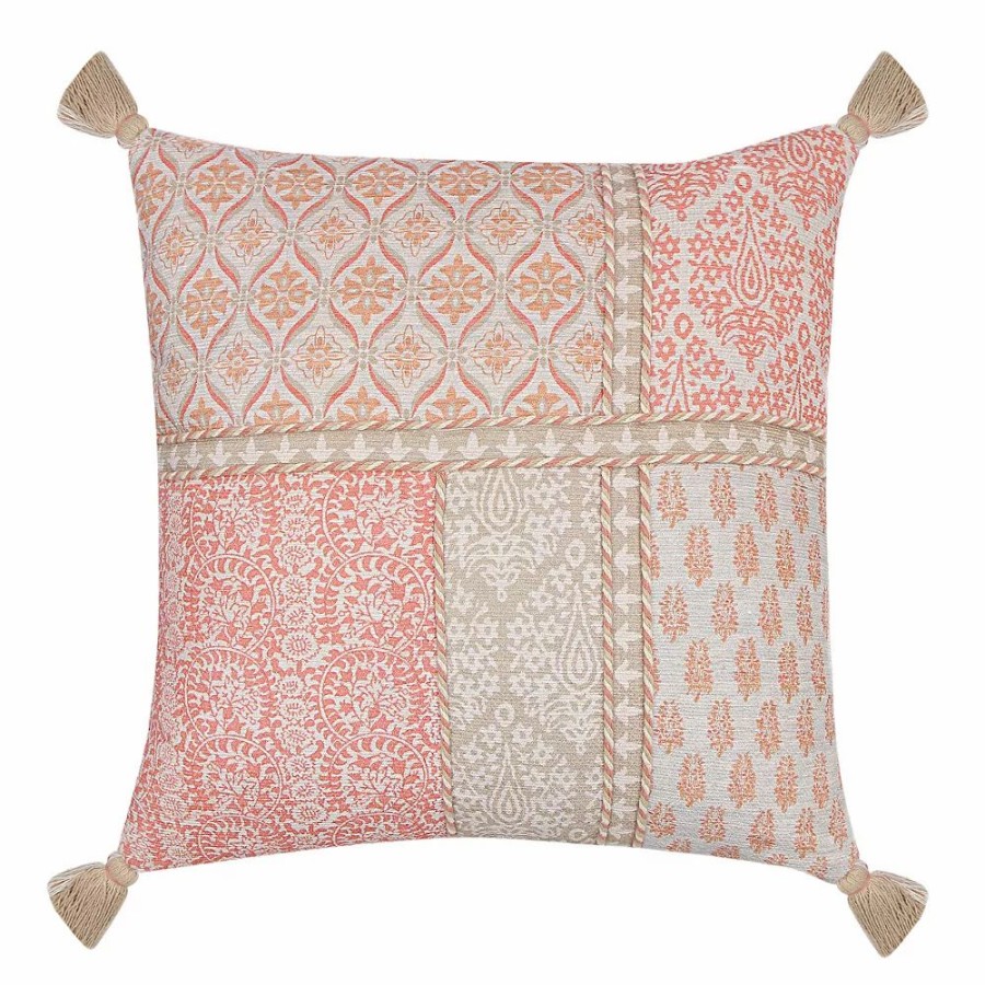 Chair Pads * | Sonoma Goods For Life Coral & Tan Block Print Ultimate Feather Fill Throw Pillow