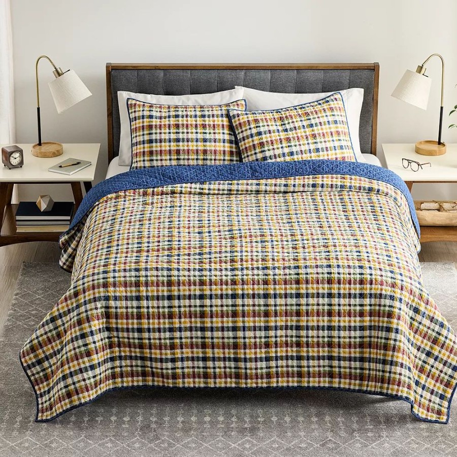 Bedding * | Sonoma Goods For Life Reversible Plaid Quilt Set With Shams