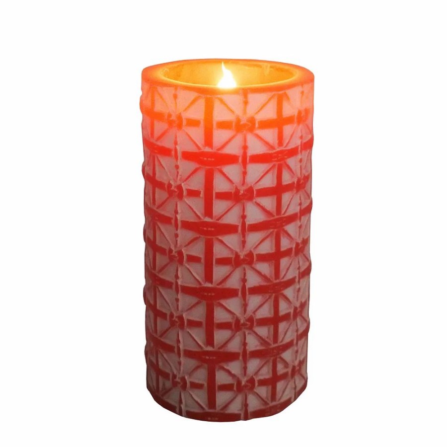 Candles * | Sonoma Goods For Life Red Geometric Led Pillar Candle