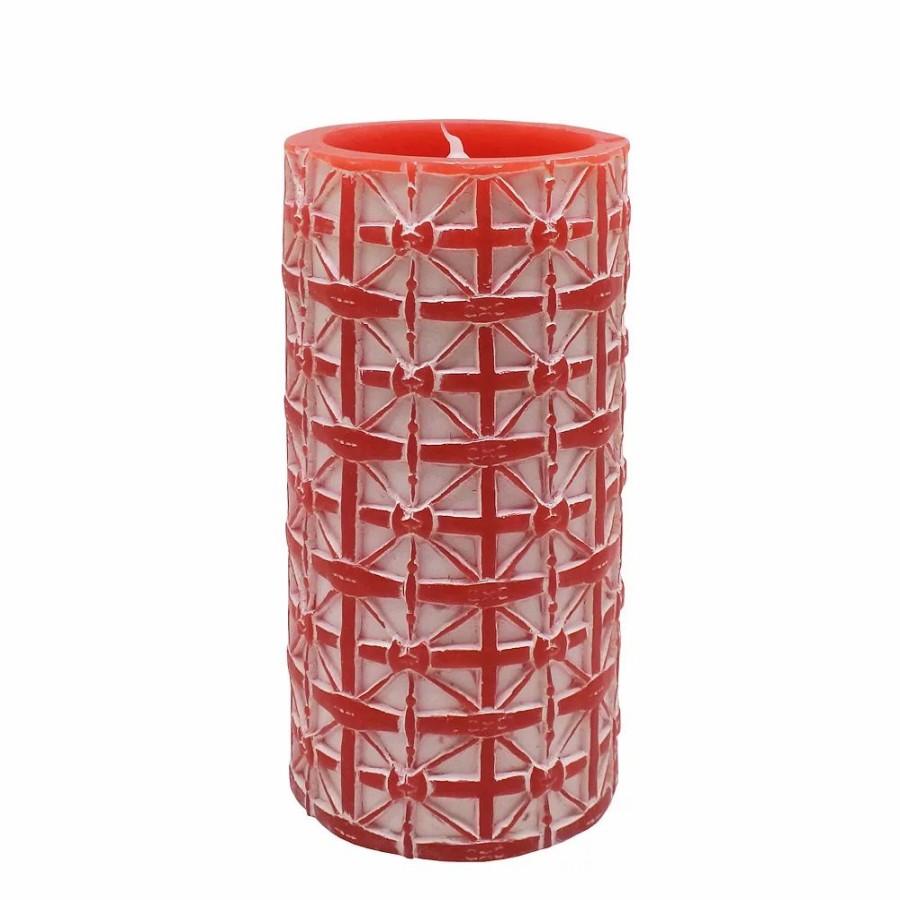 Candles * | Sonoma Goods For Life Red Geometric Led Pillar Candle