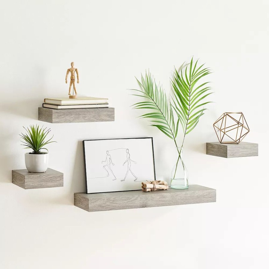 Wall Decor * | Sonoma Goods For Life Gray Wash Ledge Wall Shelf 4-Piece Set