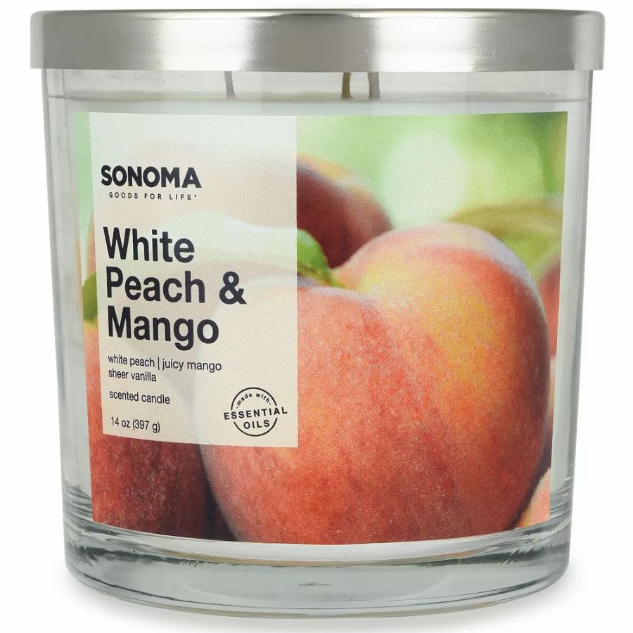 Candles * | Sonoma Goods For Life White Peach & Mango 14-Oz. 3-Wick Candle Jar