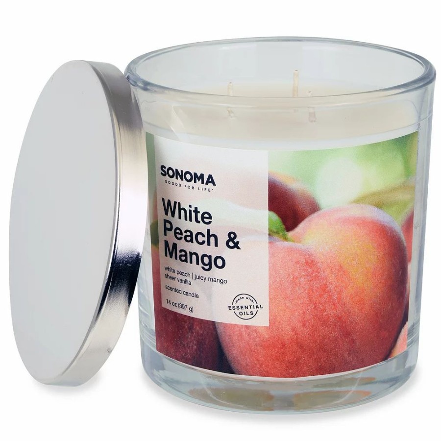 Candles * | Sonoma Goods For Life White Peach & Mango 14-Oz. 3-Wick Candle Jar