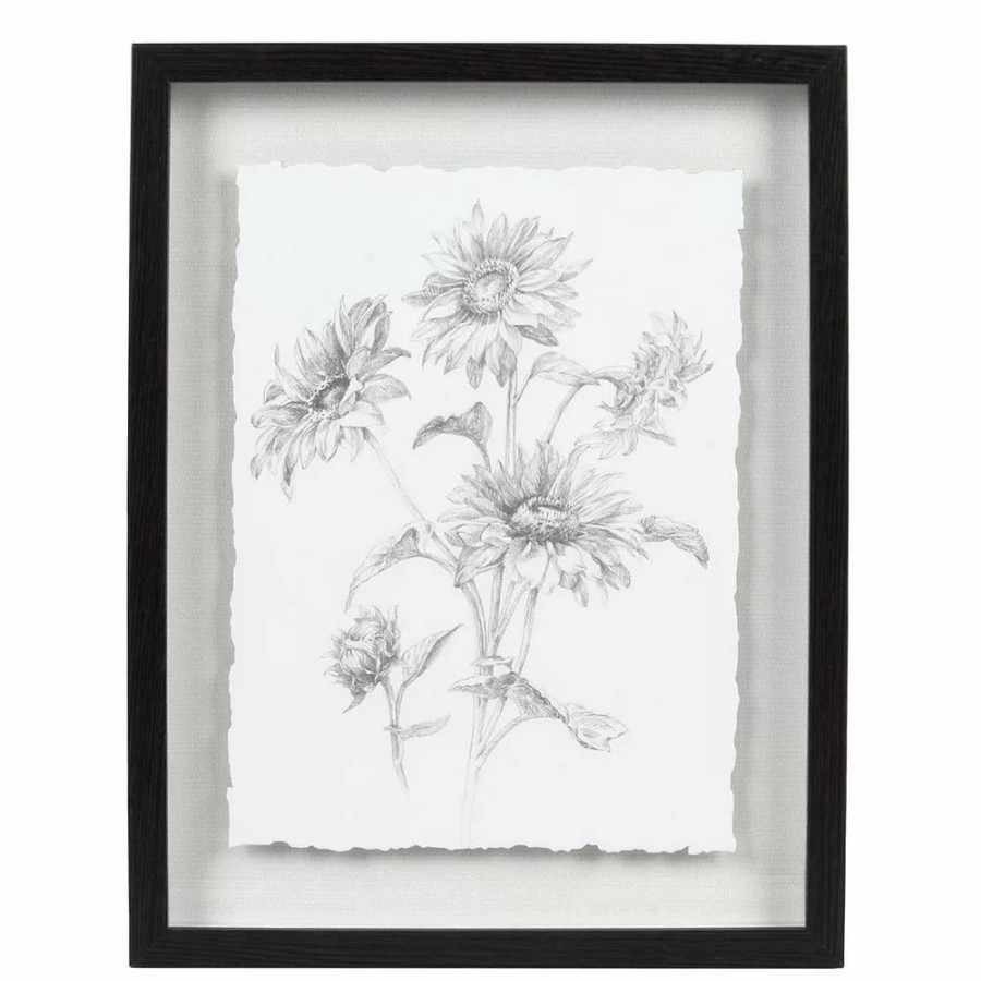 Wall Decor * | Sonoma Goods For Life Shadowbox Drawn Sunflowers