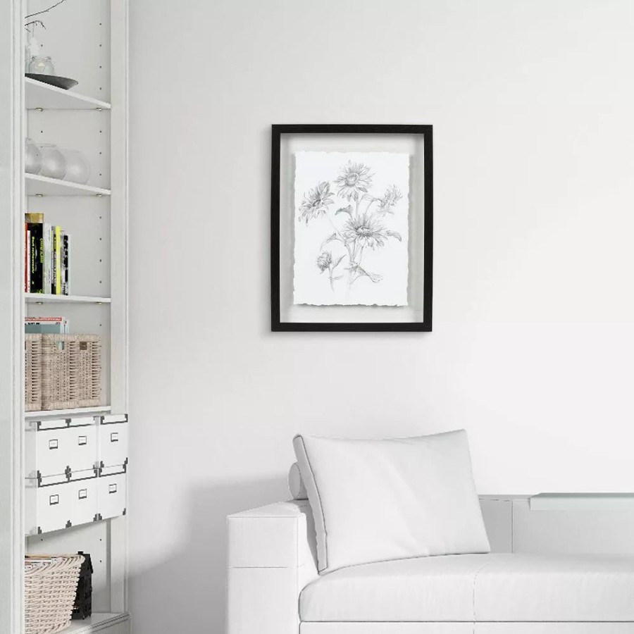 Wall Decor * | Sonoma Goods For Life Shadowbox Drawn Sunflowers