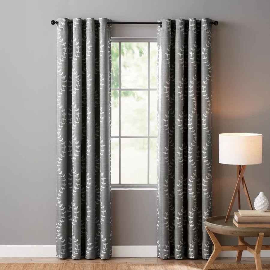 Window Treatments * | Sonoma Goods For Life Ultimate Performance 2-Pack Lindley Embroidered 100% Blackout Curtain