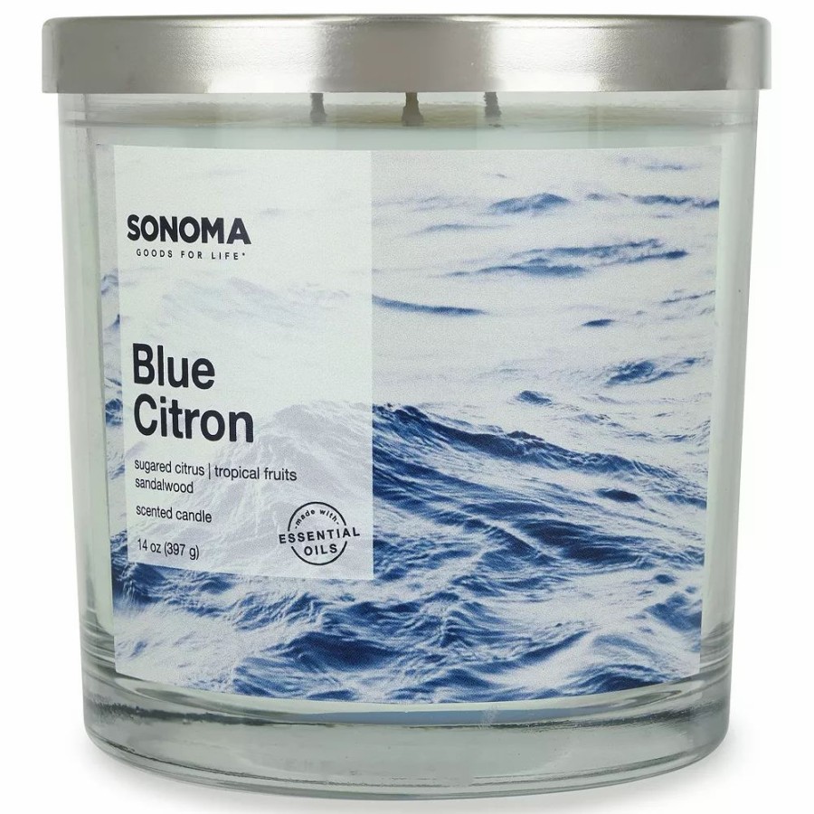 Candles * | Sonoma Goods For Life Blue Citron 14Oz 3-Wick Candle Jar