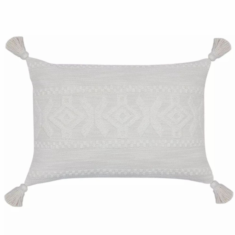 Chair Pads * | Sonoma Goods For Life White Boho Embroidered Ultimate Feather Fill Throw Pillow