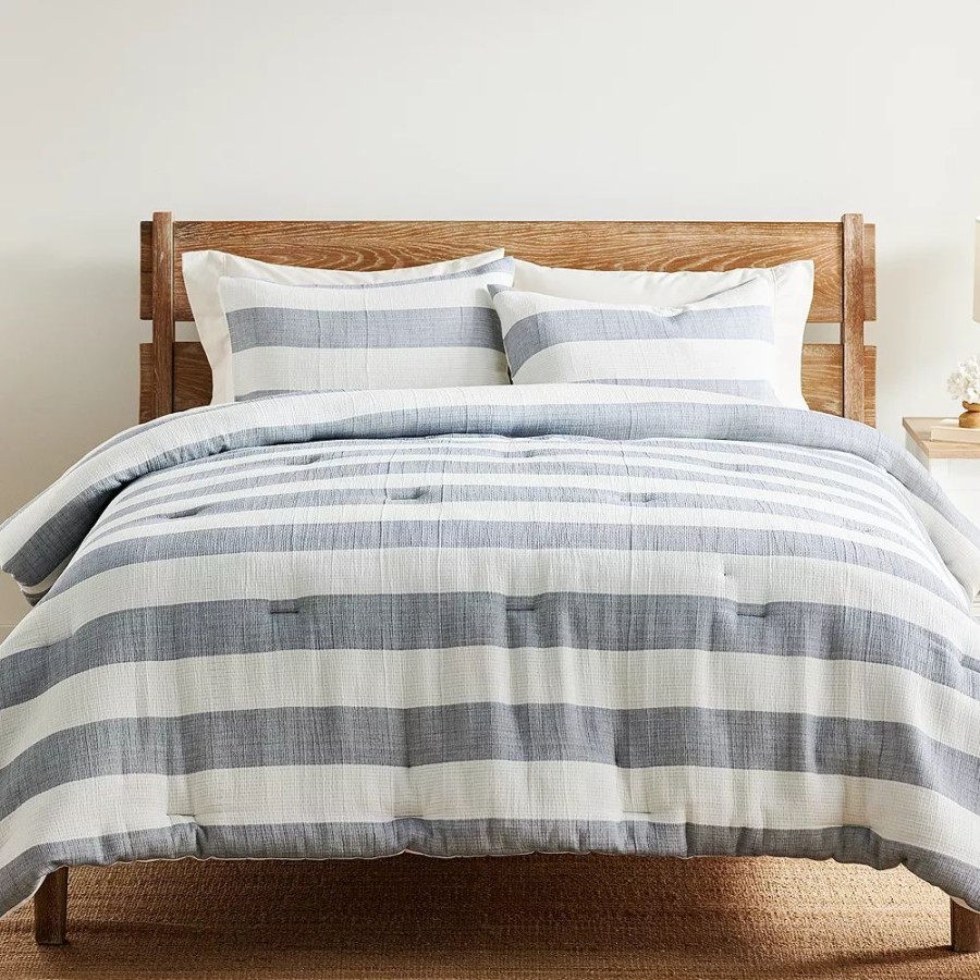 Bedding * | Sonoma Goods For Life Stillwater Gauze Stripe Comforter Set With Shams