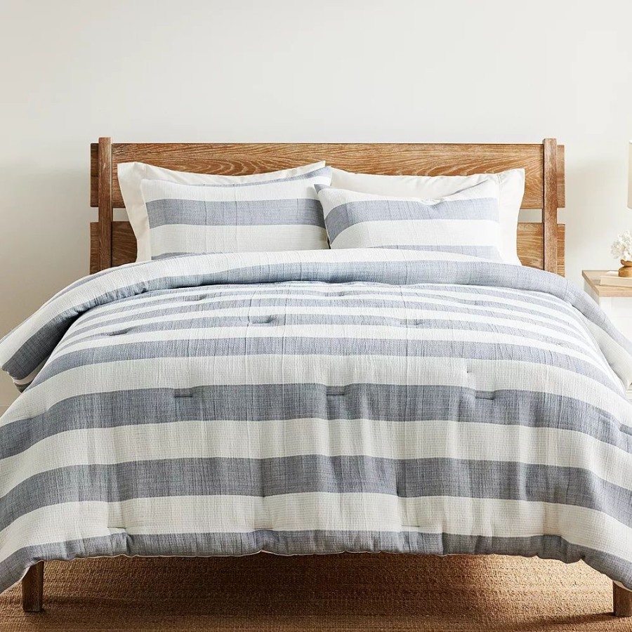 Bedding * | Sonoma Goods For Life Stillwater Gauze Stripe Comforter Set With Shams