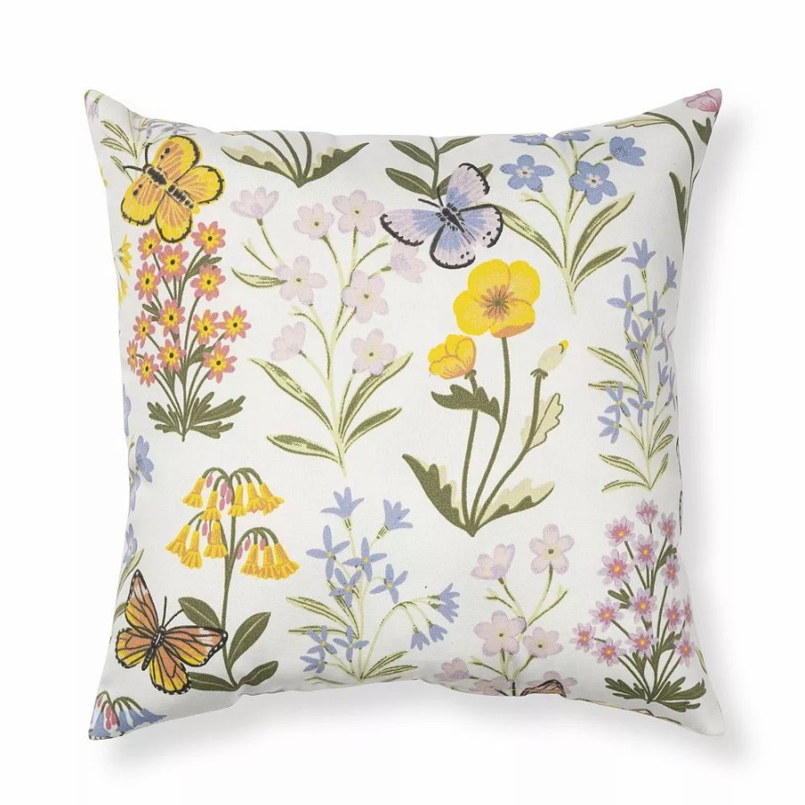 Chair Pads * | Sonoma Goods For Life White Spring Floral 17 X 17 Outdoor Throw Pillow